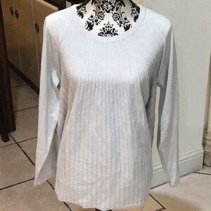 Alfani Womens Sweater Silver Size XS Long Sleeve Metallic Shiny Pullover